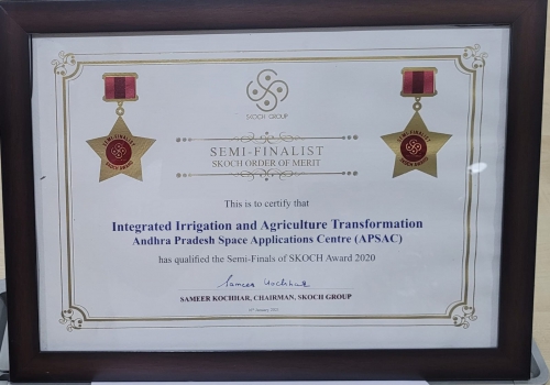 Skoch Award - Integrated Irrigation &amp; Agriculture Tranformation APSAC - January 2021